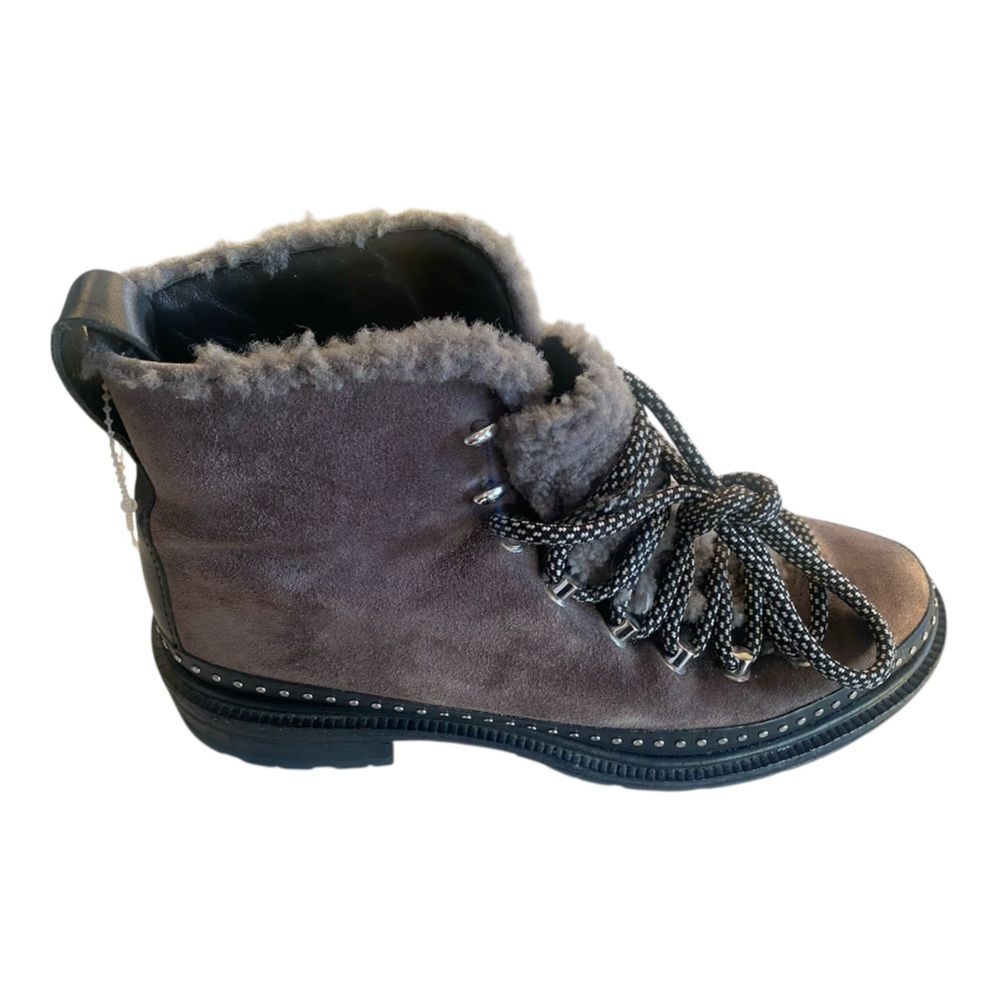 Rag & Bone Black Leather Boots with Fur Lining Size 38